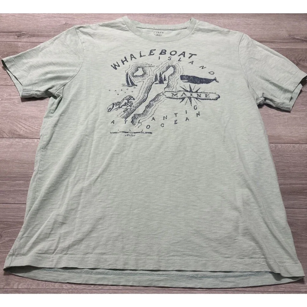 J. Crew Ringspun Jersey Mint Green T Shirt Men's Large Whaleboat Island Maine